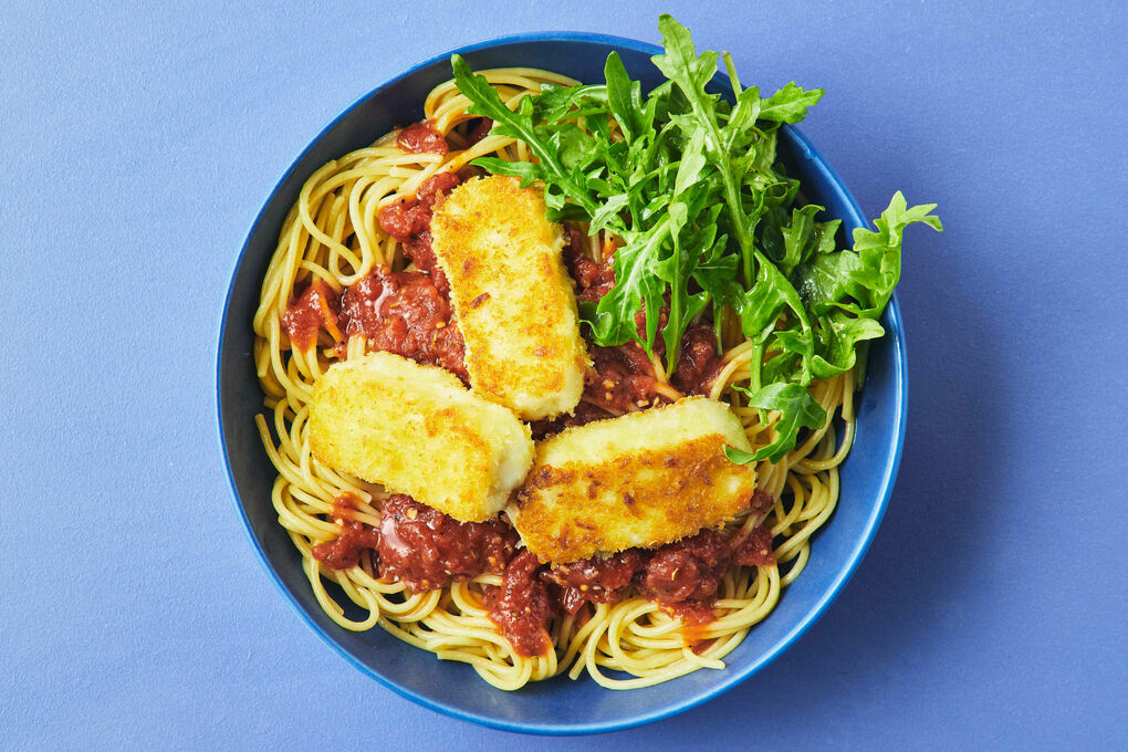 Haloumi Parmigiana Spaghetti