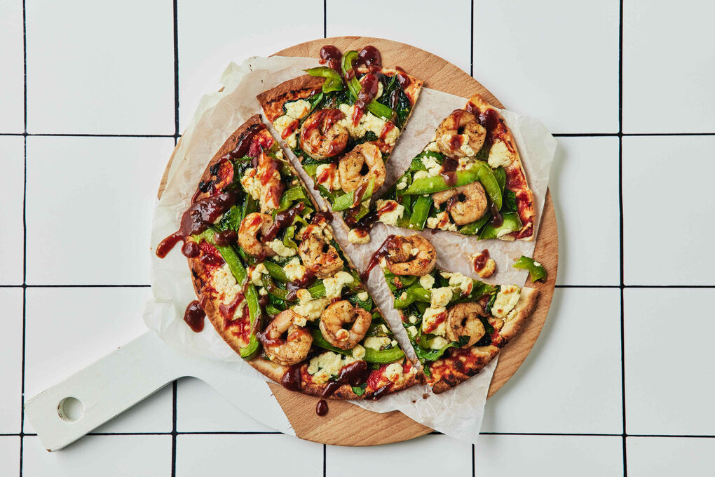 15-Min Cajun Prawn and Feta Pizzas